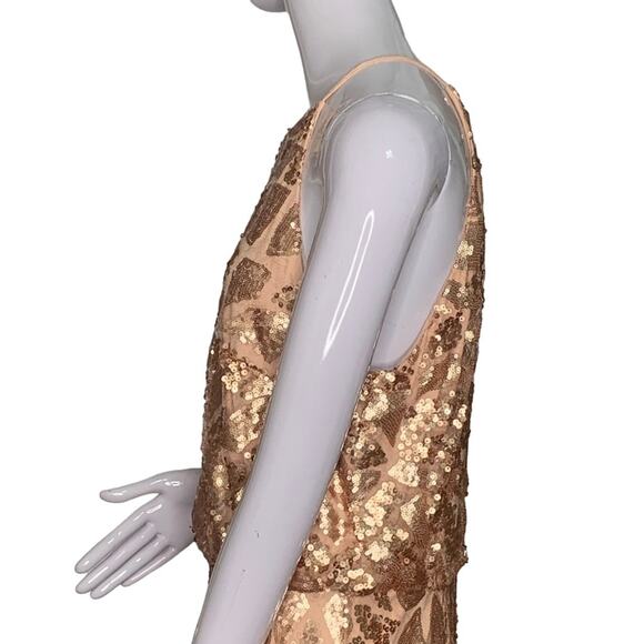 Donna Morgan Collection Ball Gown Size 12 Gold Sequins Patches Slit Back… - Picture 14 of 16